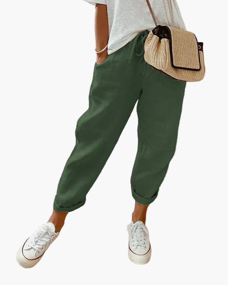 Stilvolle Damen Casual-Hose mit lockerer Passform für entspannten Komfort und moderne Freizeit-Looks.