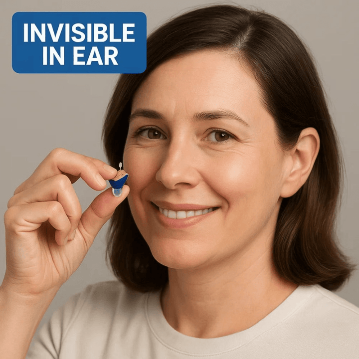 Wiederaufladbarer In-Ear Audioverstärker im Ladecase. Kompakt, tragbar & immer einsatzbereit für den Alltag.