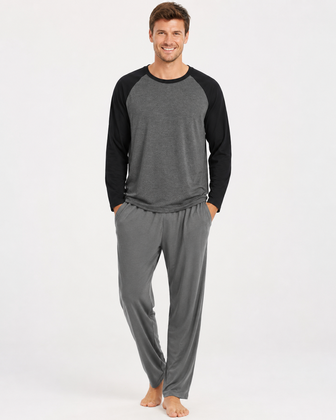 Vielseitiges Herren Modal Pyjama Set, atmungsaktiv und weich. Perfekter Zweiteiler für Schlaf und gemütliche Stunden zu Hause.
