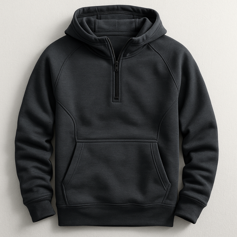 Grauer Herren Hoodie Regular Fit, bequemer Kapuzenpullover mit Rippbündchen für Alltag und Freizeit.