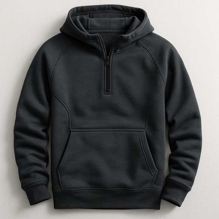 Grauer Herren Hoodie Regular Fit, bequemer Kapuzenpullover mit Rippbündchen für Alltag und Freizeit.