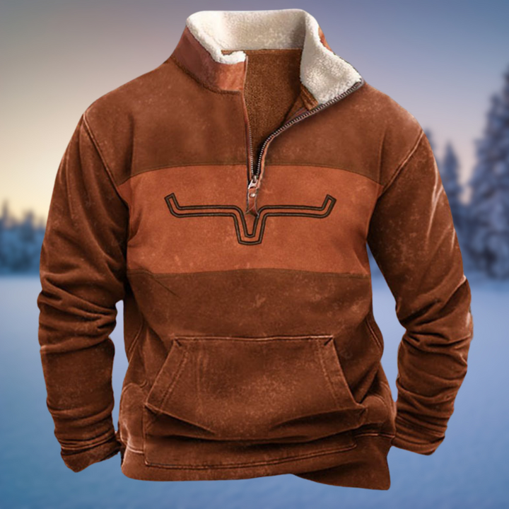 Stylischer Herren Langarm-Pullover mit Halb-Reißverschluss für den Winter, bequem und vielseitig.
