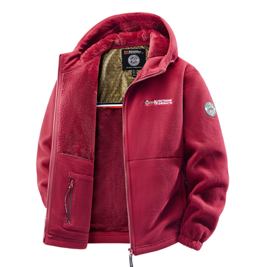 Robuste Herren Outdoorjacke, winddicht & warm, mit durchgehendem Reißverschluss. Perfekt für kalte Wintertage.