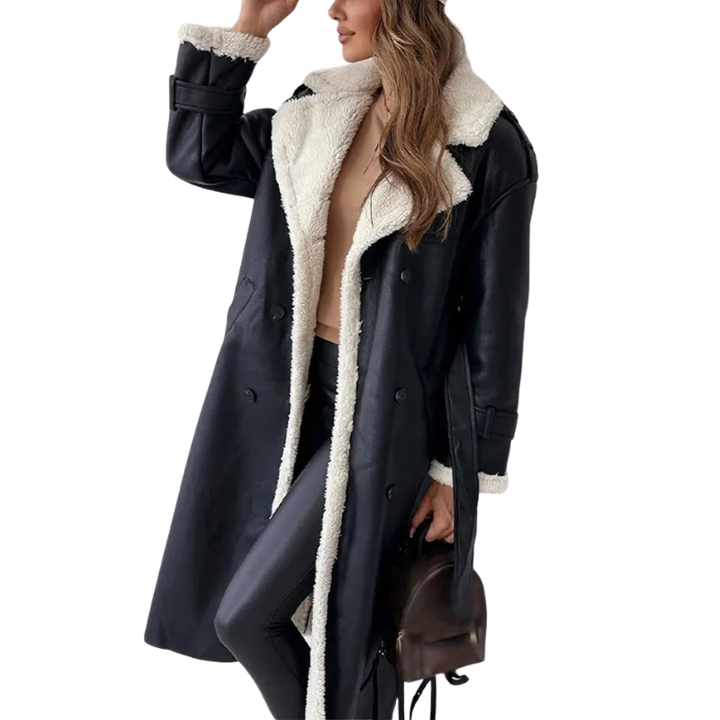 Komfortabler langer Damen Wintermantel, warm gefüttert, praktisch für den Alltag; stilvolle Winterjacke für Damen.