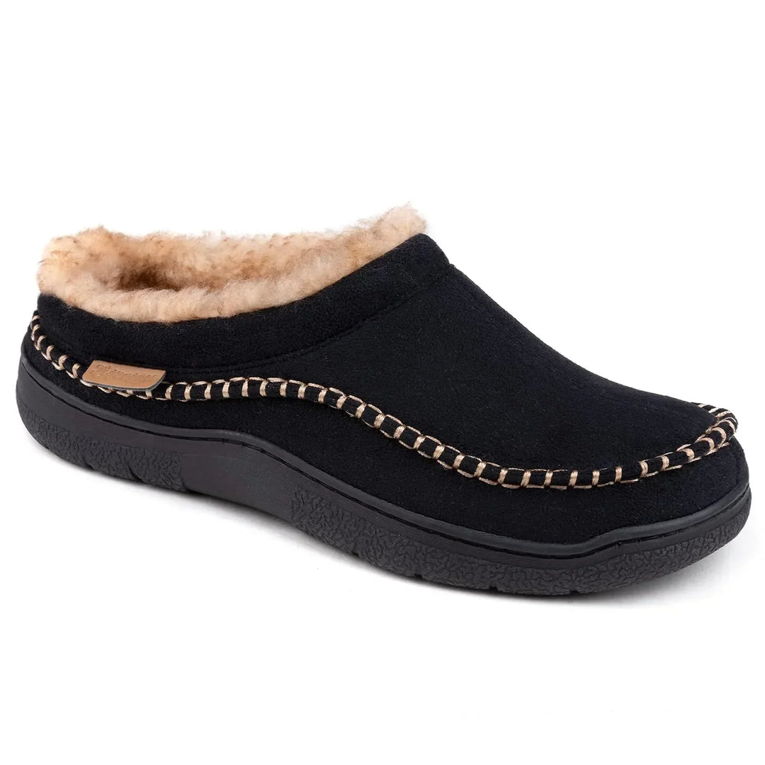 Schwarze Herren Winter-Loafer, warm & rutschfest, mit komfortabler weiter Zehenbox und Plüschfutter.