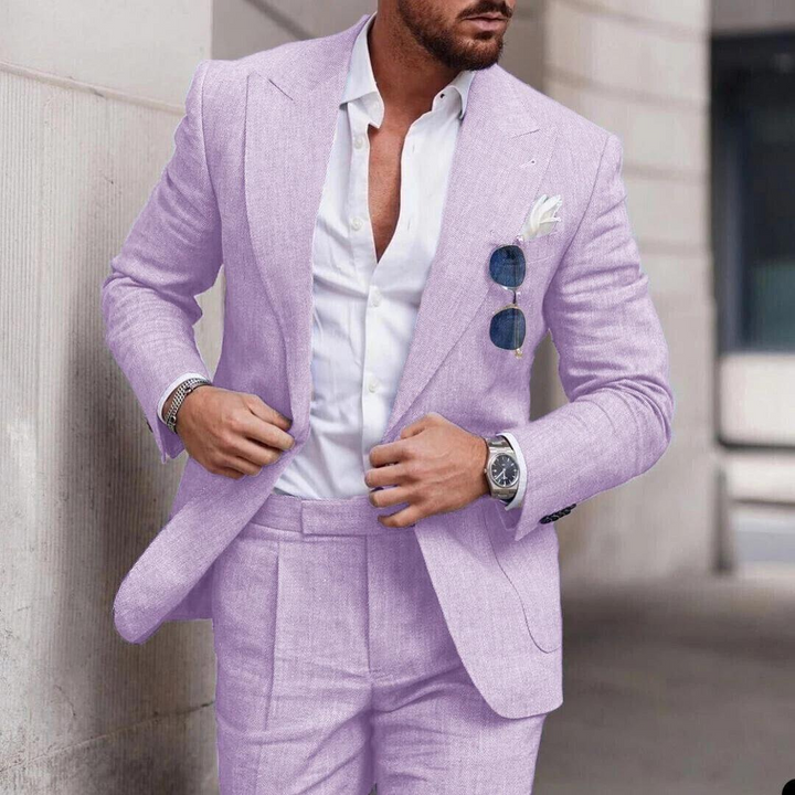 Luftiger Herren-Leinenanzug Caden. Der perfekte Zweiteiler für eine stilvolle Sommerhochzeit oder Party.