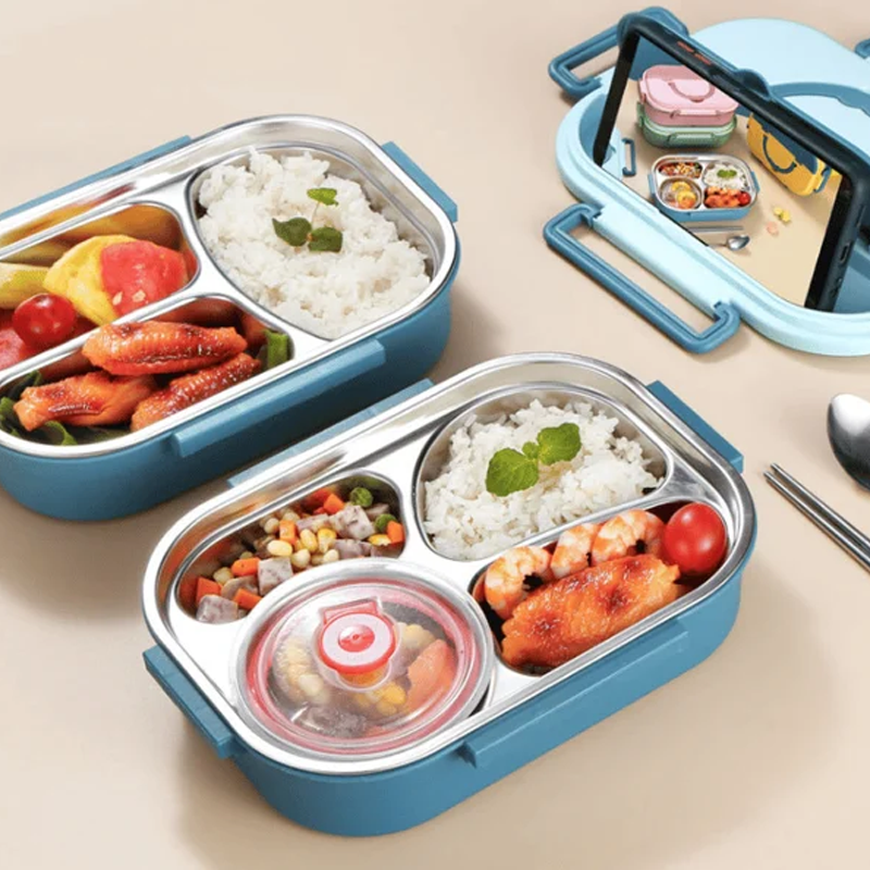 Thermobox aus Edelstahl für Kinder & Erwachsene, bewahrt Mahlzeiten frisch & temperiert beim Picknick.