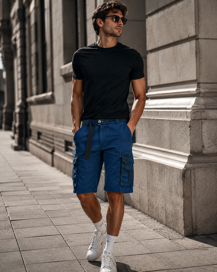Modische Herren Cargo Shorts Bermuda Camouflage, bequeme Freizeithose für moderne Männer.