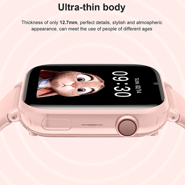 Kind trägt 4G Smartwatch mit GPS-Ortung und Videotelefonie, sicher und verbunden unterwegs.
