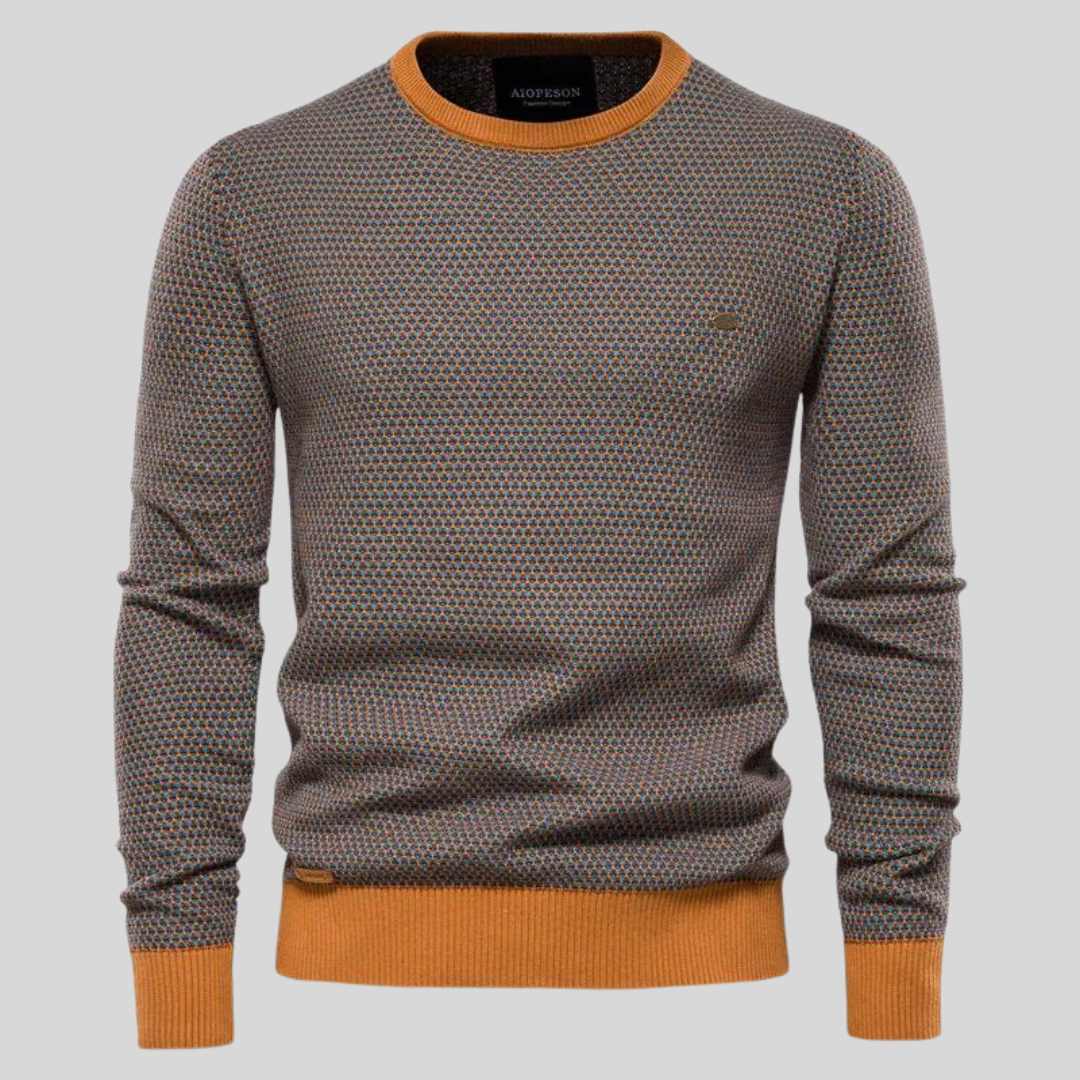 Eleganter Herren Rundhalspullover in Schwarz, ideal für Freizeit & Büro. Warmer Langarm Strickpullover.