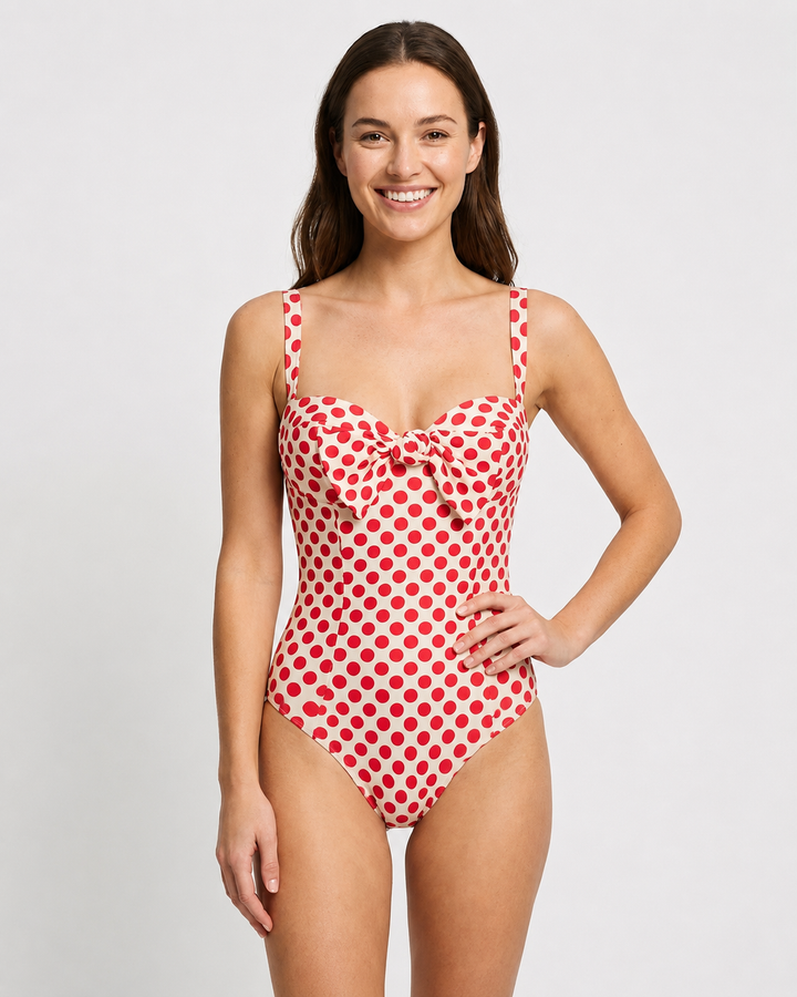 Chicer Damen Bikini Einteiler mit Herzmuster und luftiges Cover-Up, ideal für Pool & Strand.