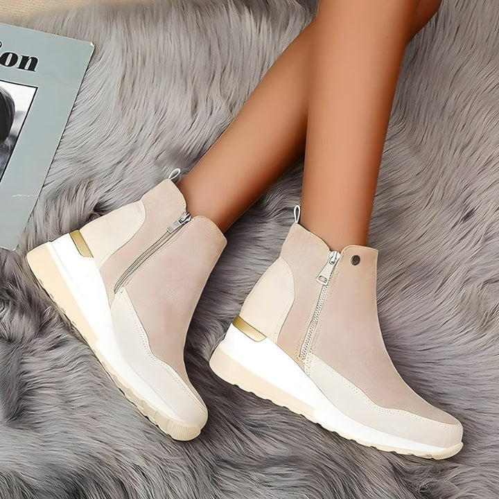 Bequeme orthopädische Damen Herbststiefeletten aus Leder, perfekte Alltagsschuhe mit Stil.