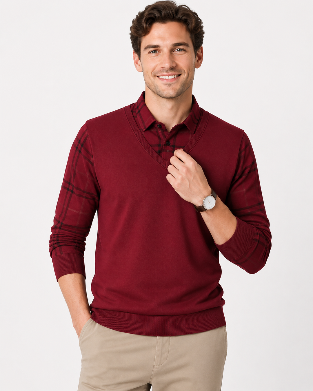 Eleganter Herren Winterpullover. Moderner Slim Fit Strickpullover V-Ausschnitt, ideal für stilvolle Herren.