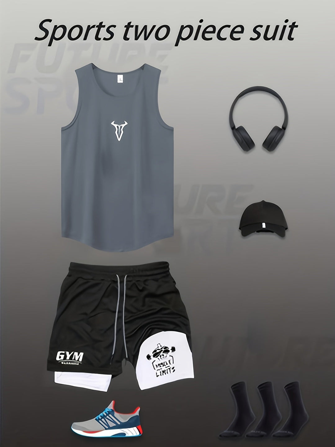 Hochwertiges Herren Trainingsset, bestehend aus Tanktop und Shorts. Optimal für Fitness und Sport.
