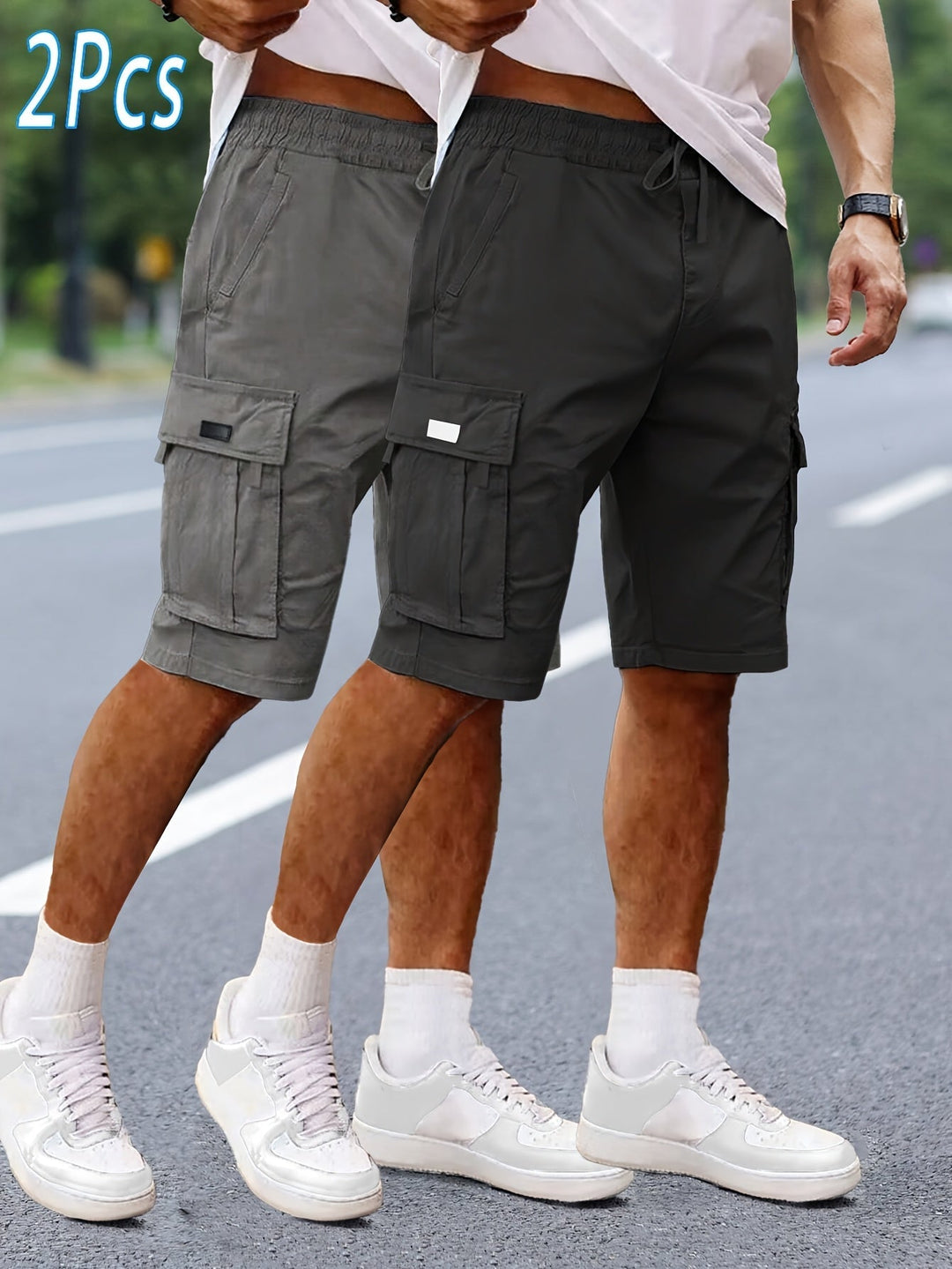 Stylische Herren Cargo Shorts im Set, vielseitig für Sommer, Sport und entspannte Stunden. [[lstfy-media:4]]