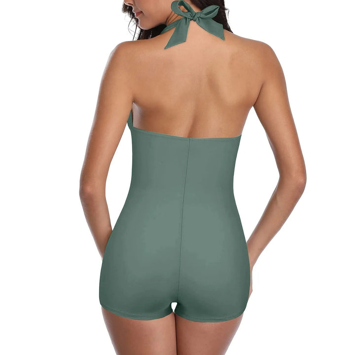 Moderner Rückenfrei-Badeanzug für Damen in Rot, Grün oder Schwarz, mit Polster-Cups; elegant für Sommer & Strand.