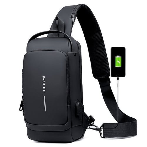 Ergonomische Damen Crossbody-Tasche, diebstahlsicher, mit USB-Anschluss, ideal für Alltag und Stadtbummel.