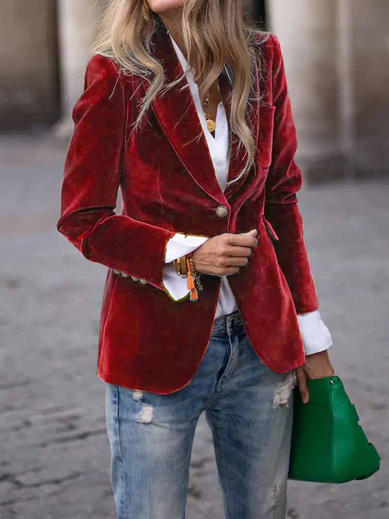 Blauer Ein-Knopf-Blazer für Damen, modisch und vielseitig für Business und elegante Auftritte.