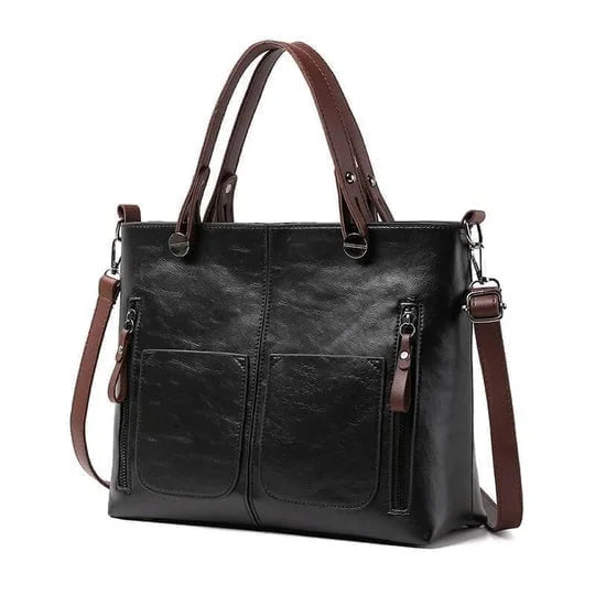 Stilvolle schwarze PU-Leder Umhängetasche für Damen, mit genügend Platz für alle Essentials.