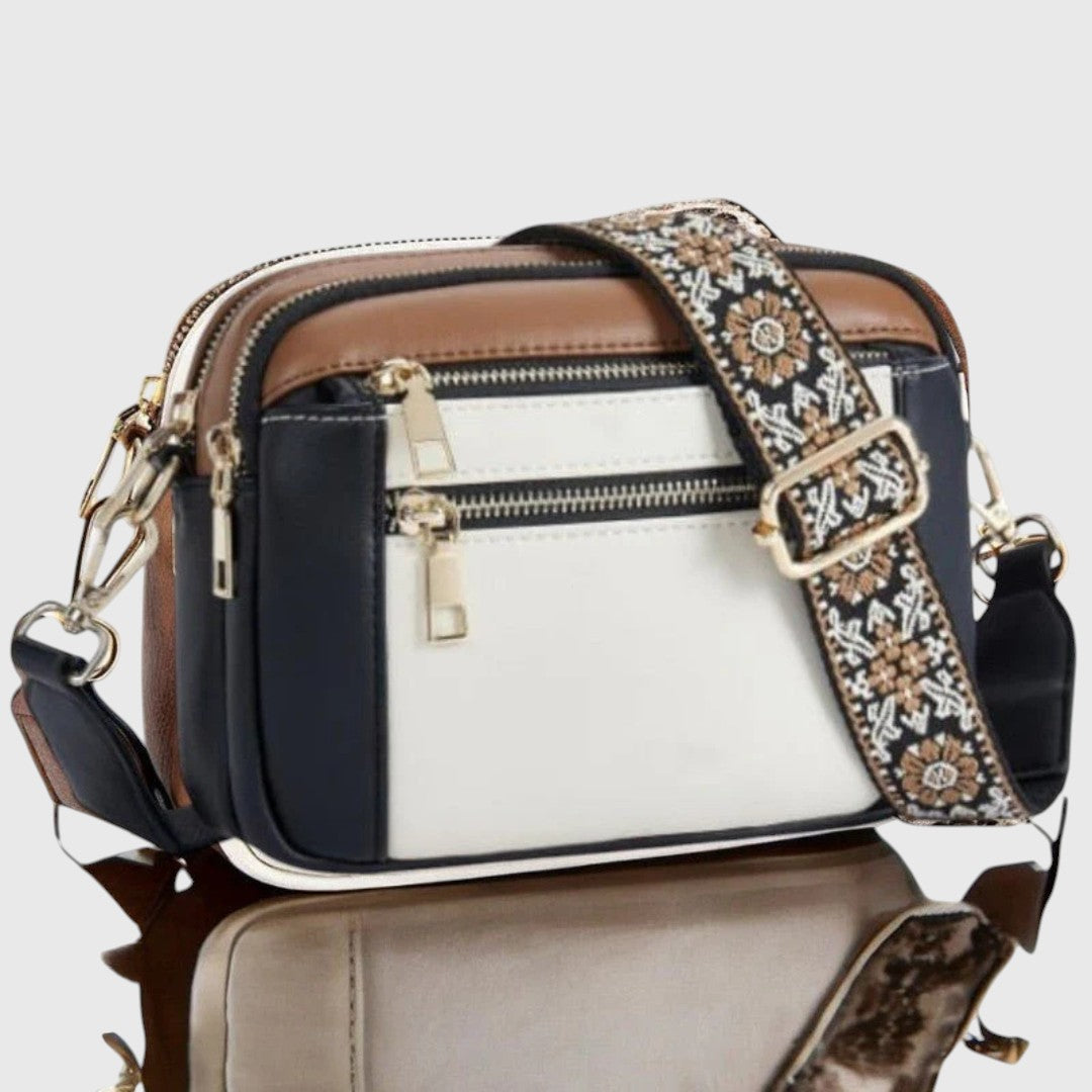 Modische Damen Handtasche mit abnehmbarem Blumenriemen. Geräumig & organisiert, ideal als Schultertasche.