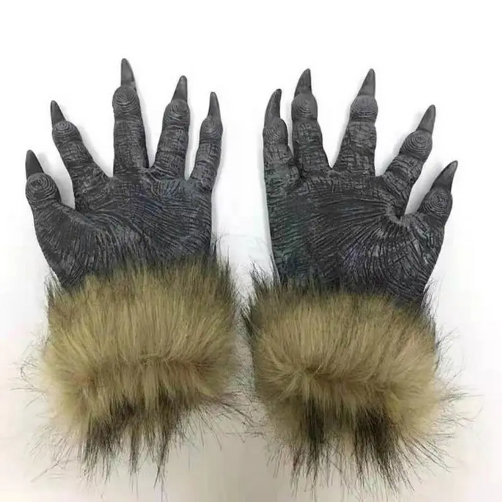 Beängstigende Krallenhandschuhe für Werwolf-Kostüme, perfekt als Halloween- oder Horror-Kostümzubehör.