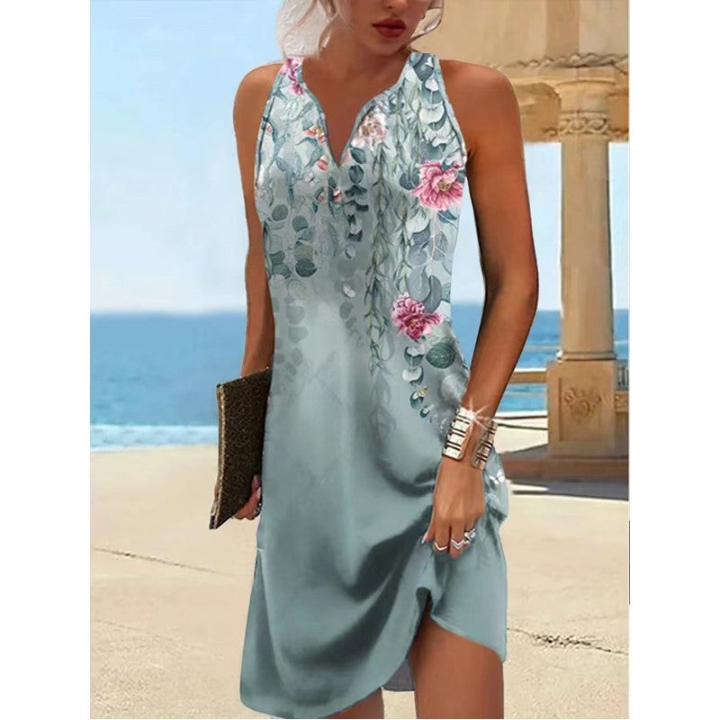 Leichtes Damen Frühlings- & Sommerkleid in Midi-Länge, A-Linie, mit charmantem Blumenprint. Alltagstauglich.