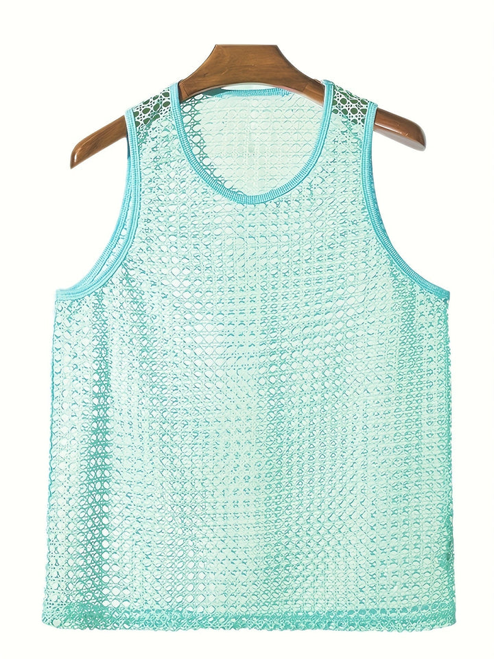 Lässig-elegantes Herren Netz-Tanktop, stylisch und bequem für Sommer-Events und urbanen Look.