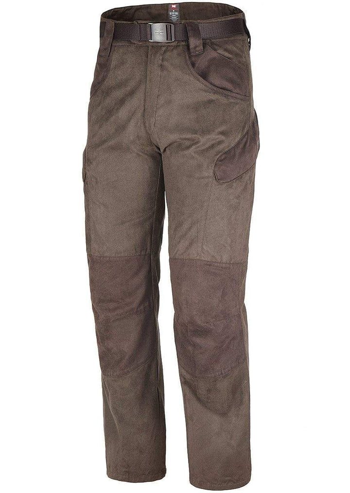 Hochwertige Herren Jagdhose in Dunkelbeige. Atmungsaktive, wasserabweisende & geräuscharme Outdoor Hose für Jäger.