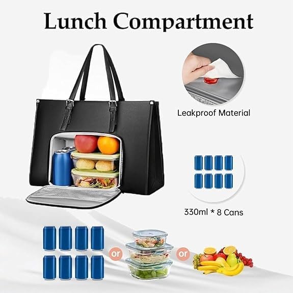Elegante Damen Arbeitstasche: isolierte Lunch-Tote mit Laptopfach für Business & Schule.