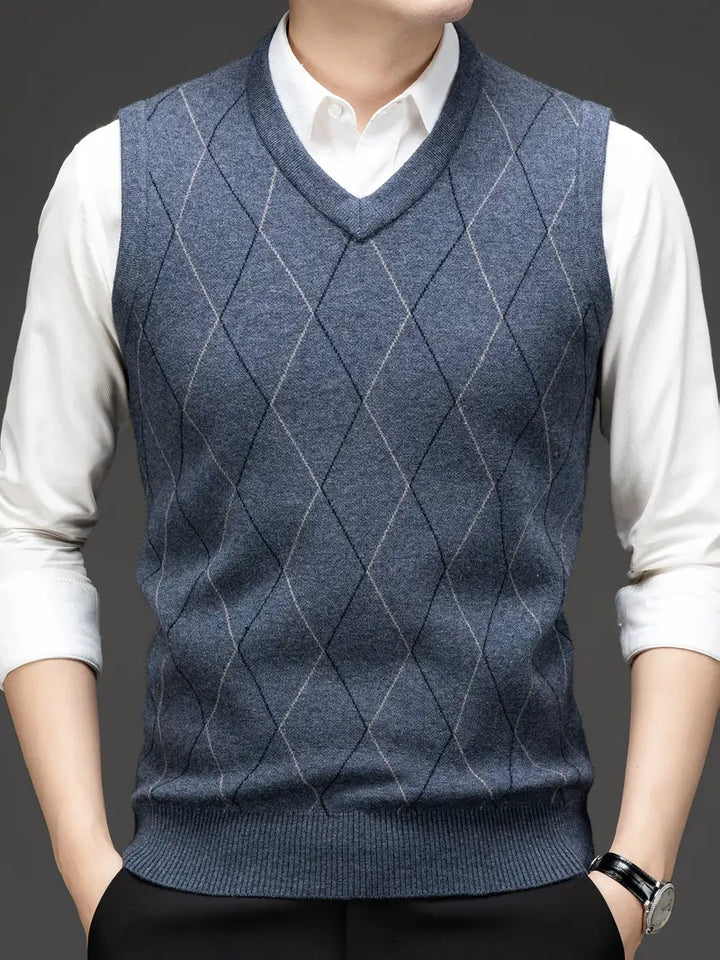 Vielseitiger Herren Strick-Bodywarmer, V-Ausschnitt, Slim Fit, für Business, Freizeit & Lagenlook.
