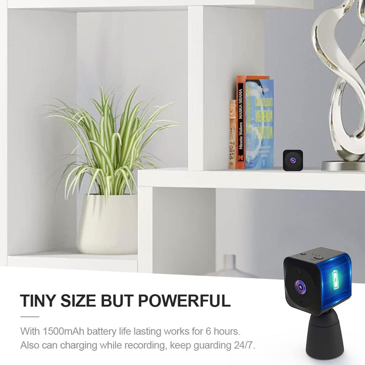 Gestochen scharfe 4K Mini-Kamera mit Nachtsicht und WLAN, perfekt für detaillierte Heimüberwachung.