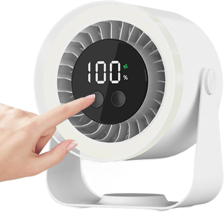 Auralis: Der leise Tischventilator. USB- & Akkubetrieb für konstante Kühlung.