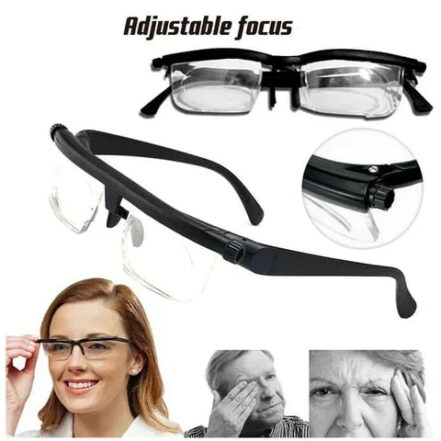 Innovative verstellbare Brille für variablen Fokus bei Nah- & Fernsicht, komfortabel und unisex.