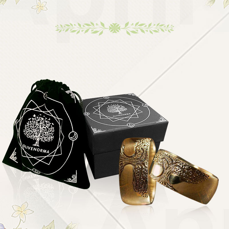 Glänzender Damen Lebensbaum-Ring, wahlweise in Silber- oder Goldoptik, exklusiver eleganter Symbolschmuck.