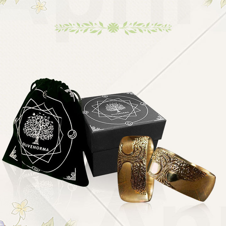 Glänzender Damen Lebensbaum-Ring, wahlweise in Silber- oder Goldoptik, exklusiver eleganter Symbolschmuck.