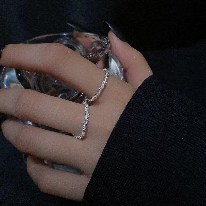 Damen-Silberring mit Sternenlicht-Design, verstellbar, für einen eleganten und glamourösen Look.