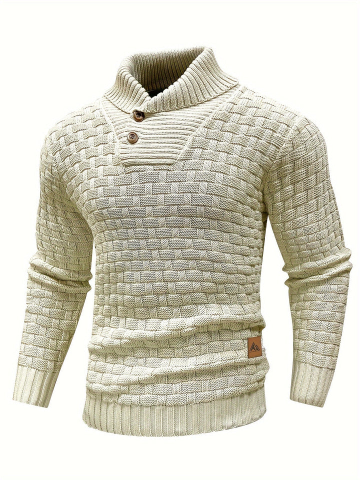 Herren Winterpullover: Schalkragen, Waffelstruktur. Warm, bequem und stylisch.