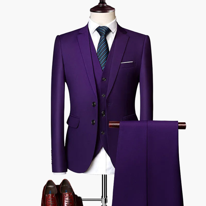 Zeitloser Business Anzug für Herren, 3-teilig, Slim Fit, für Büro, Hochzeiten und formelle Gelegenheiten.