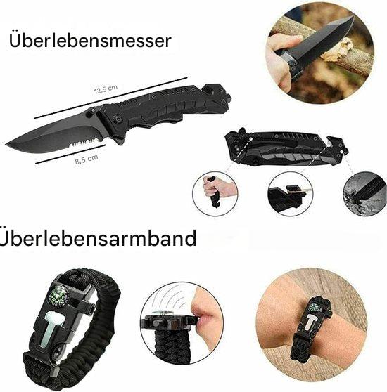Zuverlässiges 15-in-1 Überlebensset für Krisenvorsorge und Notfälle. Unverzichtbare Outdoor-Ausrüstung.