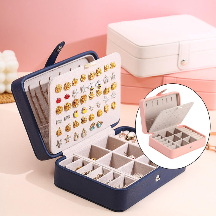 Edler Leder Schmuckkasten mit Klappdeckel, perfektes Geschenk zur Organisation von Ringen & Ohrringen.