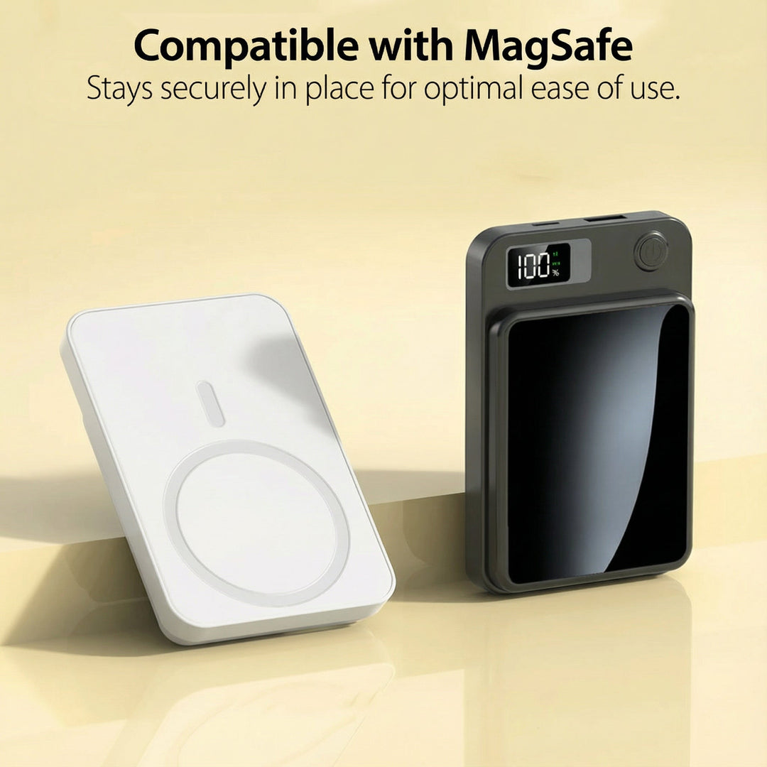 Schwarze magnetische kabellose Powerbank, 22.5W Schnellladen, perfektes Handy-Zubehör.