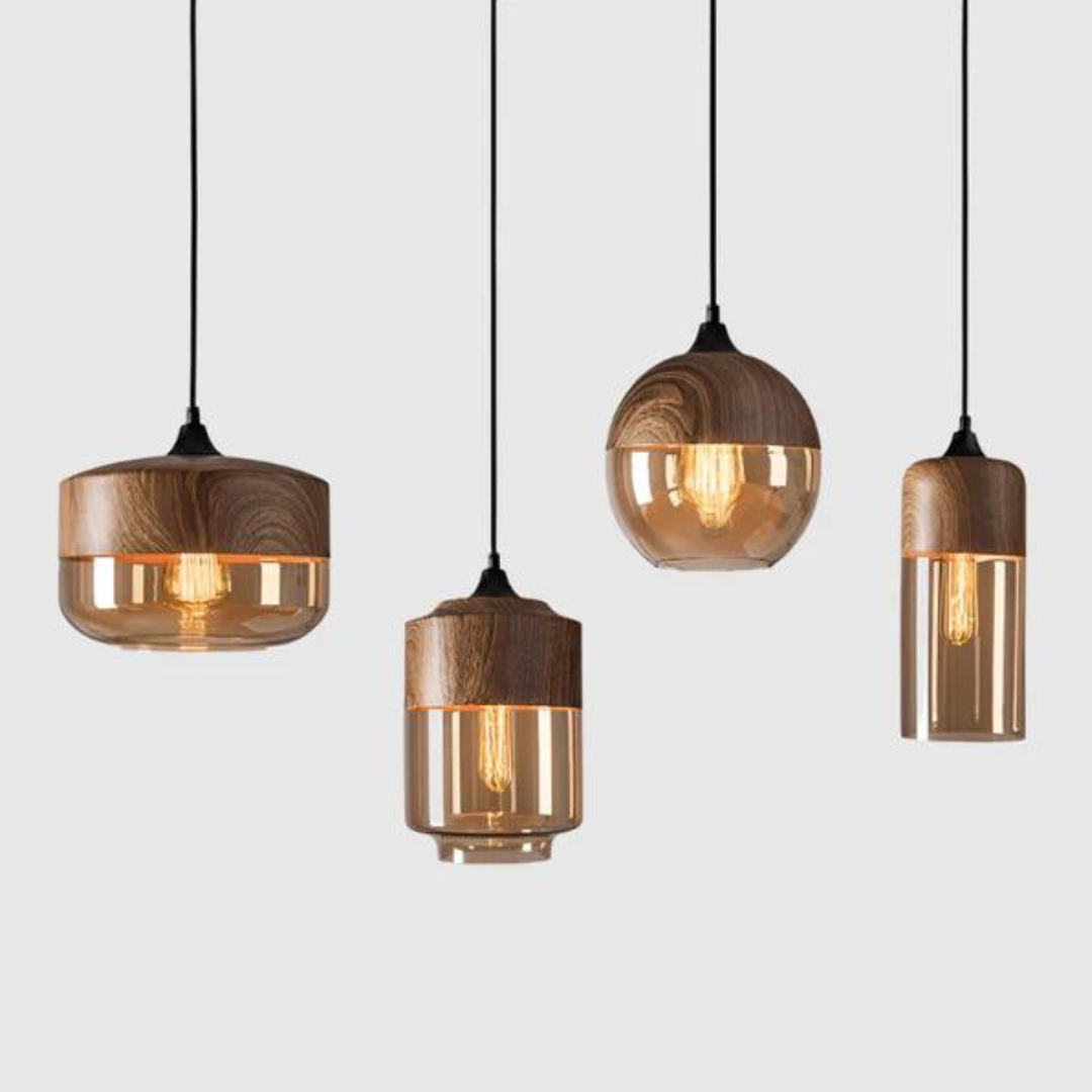 Designlampe NordLuna: Höhenverstellbare Deckenleuchte Holz, skandinavisch, E27, ideal für jeden Raum.