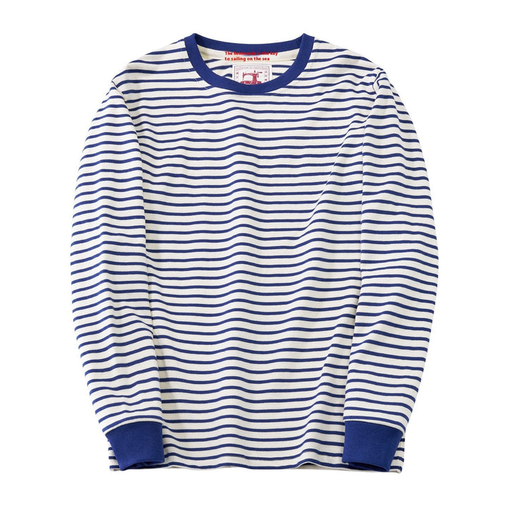 Herren Langarmshirt mit Rundhals und stilvollen Kontraststreifen. Perfektes gestreiftes T-Shirt für Freizeit & Alltag.