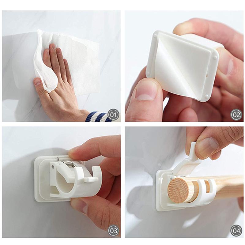 Verstellbarer Gardinenhalter, bohrfrei, weiß, ideal für flexible Anpassung von Gardinen und Vorhängen.