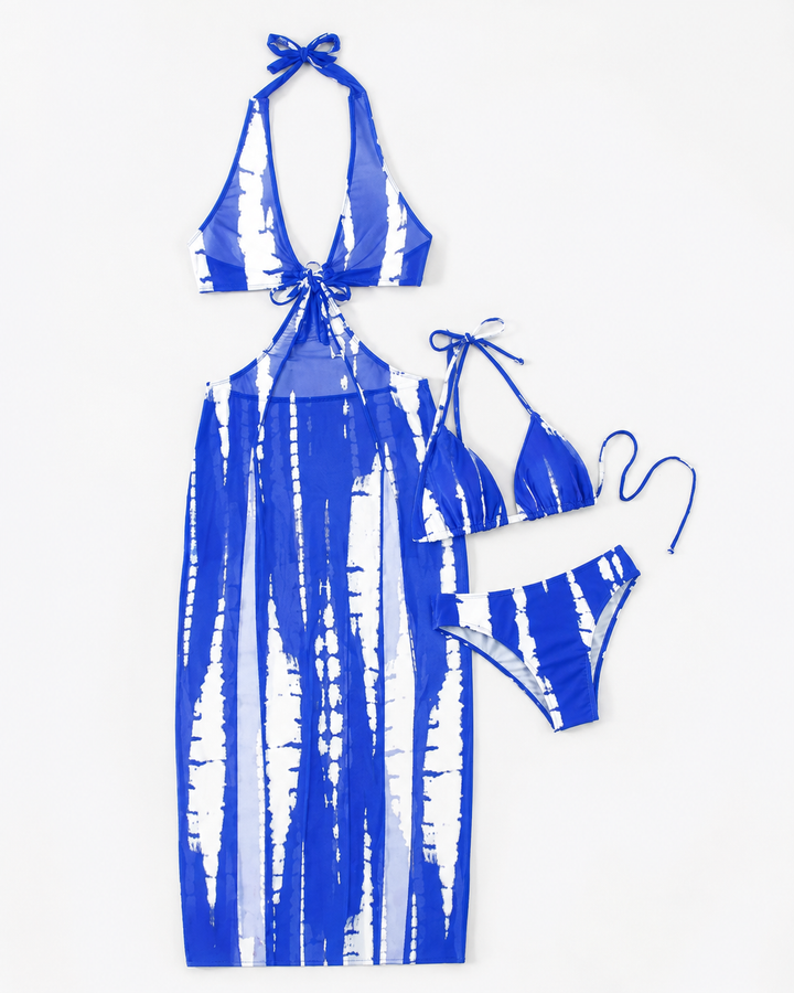 Damen Bademode: Maxi-Badeanzug mit stilvollen Aussparungen und Neckholder, ideal für Sommer.