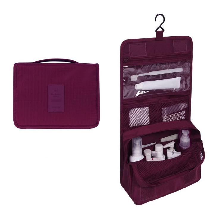 Wasserdichte Reise-Kosmetiktasche für Damen, mit Aufhängehaken, spart Platz & hält Pflegeprodukte griffbereit.