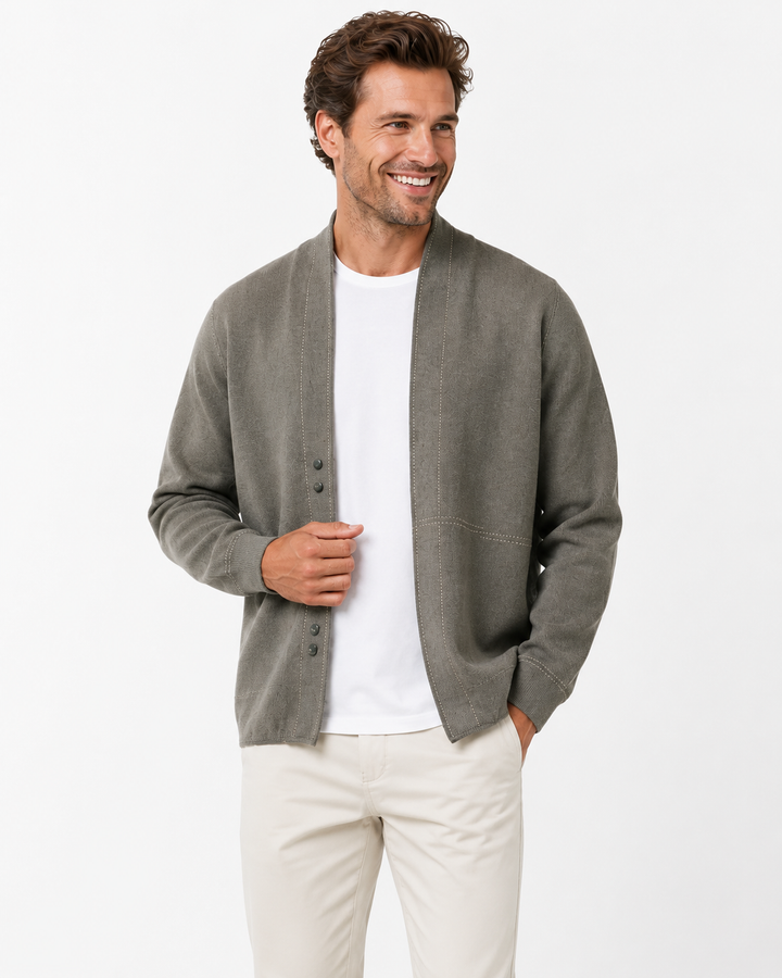 Herren Eleganter Sweatermantel mit V-Ausschnitt. Stilvolle Strickjacke für Business & Freizeit, langärmlig, bequem.