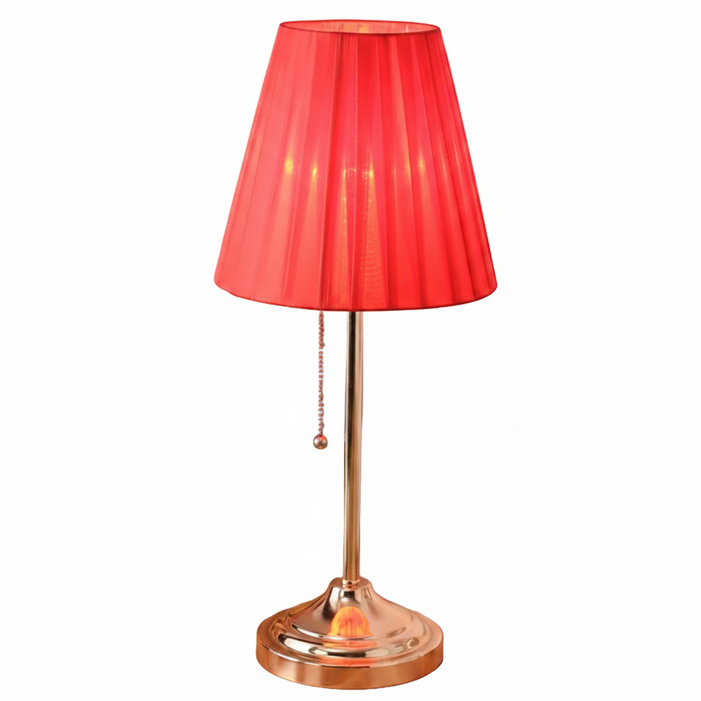 Dekorative Tischleuchte mit stilvollem Empire-Schirm und Zugschalter, ideal als Wohnzimmerlampe oder Nachttischleuchte.