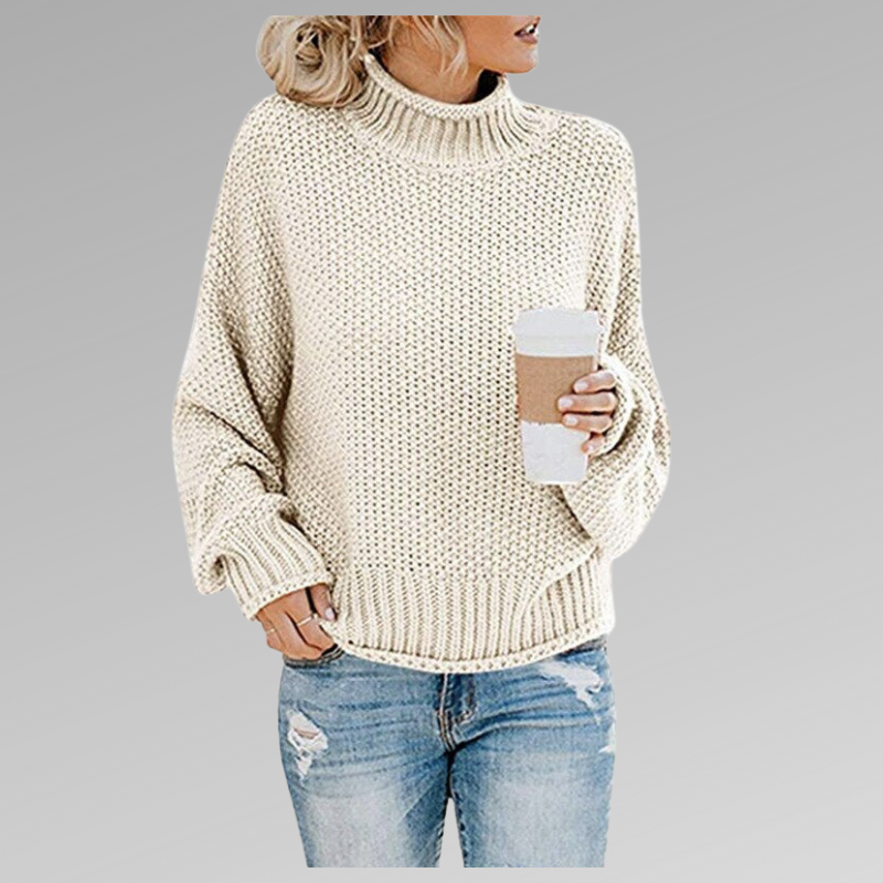 Gemütlicher Frauenpullover Strick. Warmer Oversize Strickpullover mit lockerer Passform für Herbst & Winter.