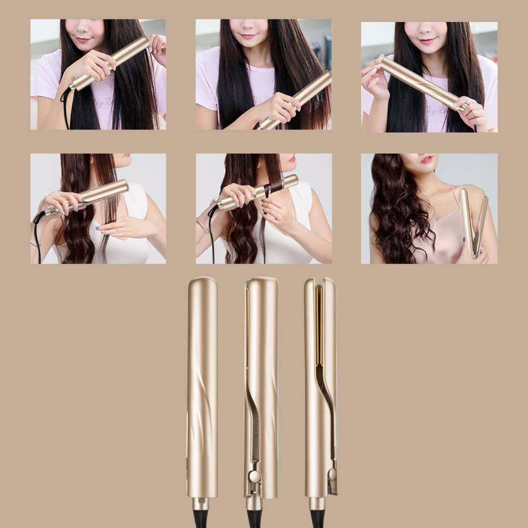 Professionelles Damen Stylinggerät: 2-in-1 Haarglätter & Lockenstab für schnelle und einfache Haarpflege.